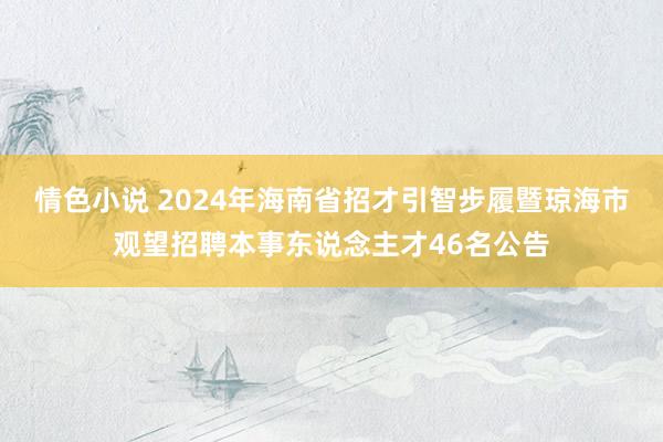 情色小说 2024年海南省招才引智步履暨琼海市观望招聘本事东说念主才46名公告