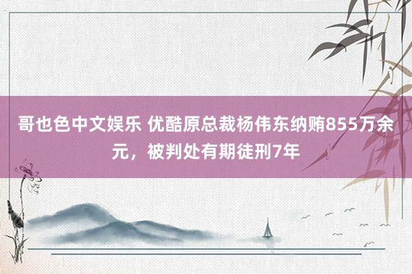 哥也色中文娱乐 优酷原总裁杨伟东纳贿855万余元，被判处有期徒刑7年